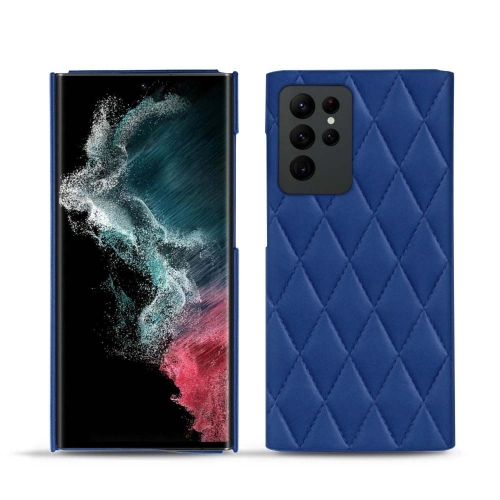 Premium leather case for Samsung Galaxy S22 UltraBleu océan - Couture ( Nappa - Pantone #15458a) 