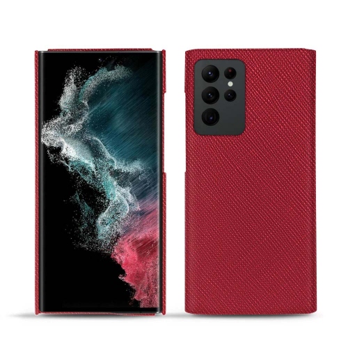 Premium-Lederhülle für Samsung Galaxy S22 UltraRouge passion ( Pantone #a6192e ) 