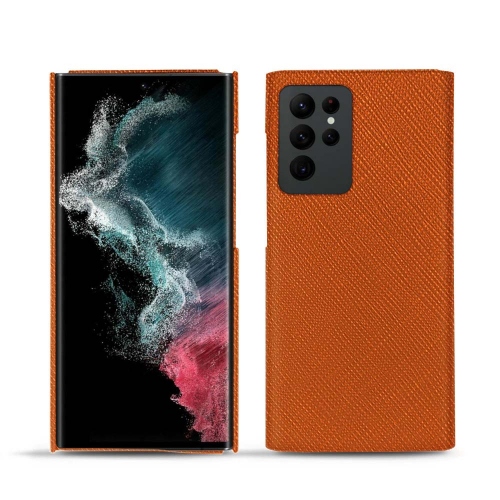 Funda de piel de primera calidad para Samsung Galaxy S22 UltraOrange vibrant ( Pantone #e36b39 ) 
