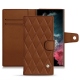 Housse cuir Samsung Galaxy S22 Ultra - Marron - Couture ( Nappa - Pantone 1615C ) 