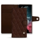 Capa em pele Samsung Galaxy S22 Ultra - Châtaigne - Couture ( Pantone 476C ) 