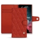 Housse cuir Samsung Galaxy S22 Ultra - Papaye - Couture ( Pantone 180C ) 