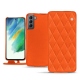 Lederschutzhülle Samsung Galaxy S21 FE - Orange fluo - Couture