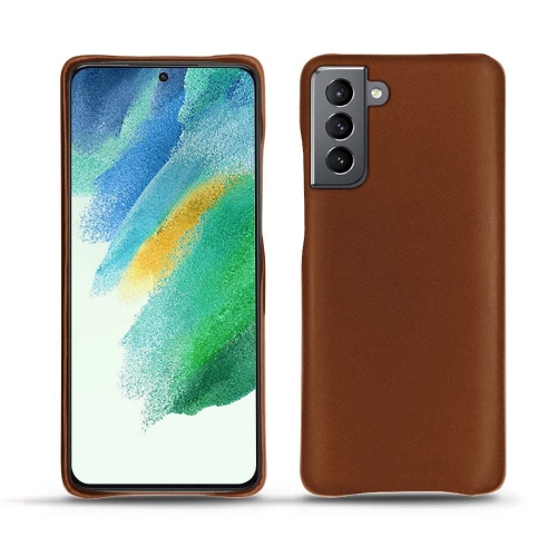 A quality leather case for the Samsung Galaxy S21 FEMarron ( Nappa - Pantone #8B4720 ) 