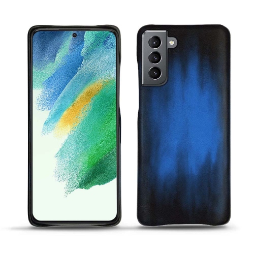 Uma mala de couro de qualidade para o Samsung Galaxy S21 FEBleu Patine
