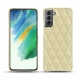 Coque cuir Samsung Galaxy S21 FE - Beige - Couture ( Nappa - Pantone 7502C ) 