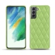Coque cuir Samsung Galaxy S21 FE - Vert olive - Couture ( Nappa - Pantone 578U ) 