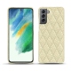 Coque cuir Samsung Galaxy S21 FE - Ivoire - Couture ( Sleek P C12 - White ) 