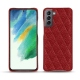 Coque cuir Samsung Galaxy S21 FE - Tomate - Couture ( Pantone 187C ) 