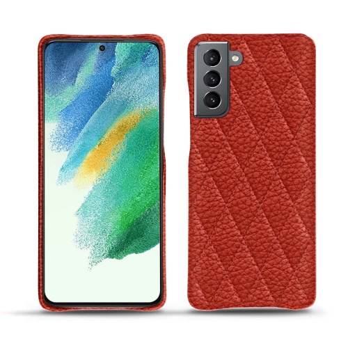 Une coque cuir de qualité pour le Samsung Galaxy S21 FEPapaye - Couture ( Pantone #b54317 ) 