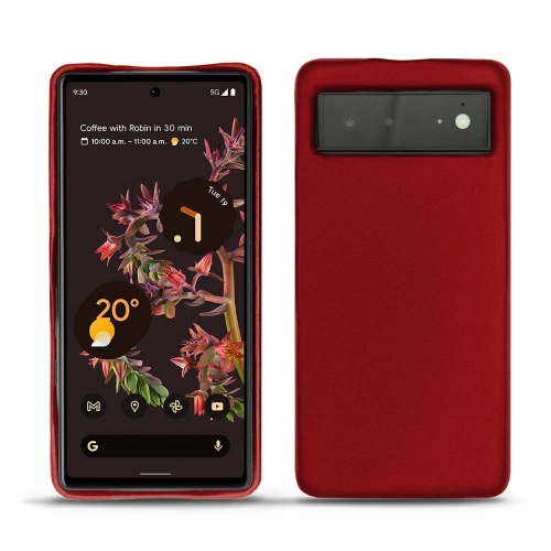 Leather back cover for Google Pixel 6Rouge ( Nappa - Pantone #d50032 ) 