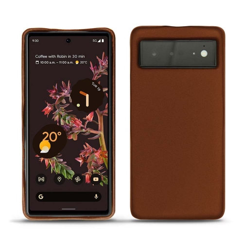  Google Pixel 6 용 가죽 뒷면 커버Marron ( Nappa - Pantone #8B4720 ) 