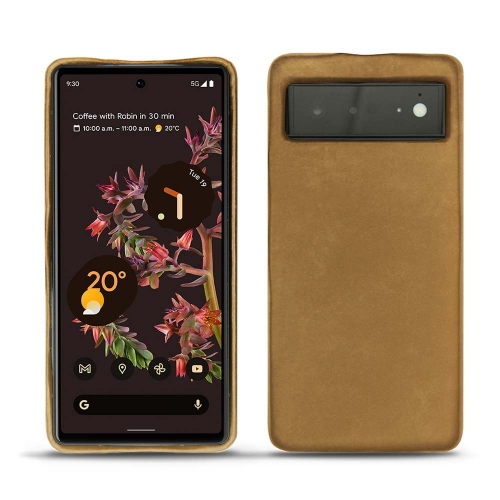  Google Pixel 6 용 가죽 뒷면 커버Sable vintage ( Pantone #9b7340 ) 