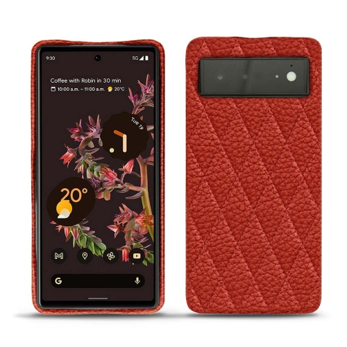 Coque arrière en cuir pour Google Pixel 6Papaye - Couture ( Pantone #b54317 ) 