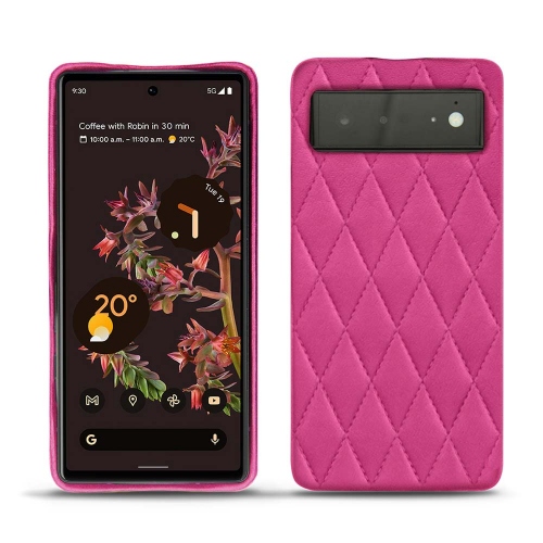 Leather back cover for Google Pixel 6Rose BB - Couture ( Pantone #DB599F )