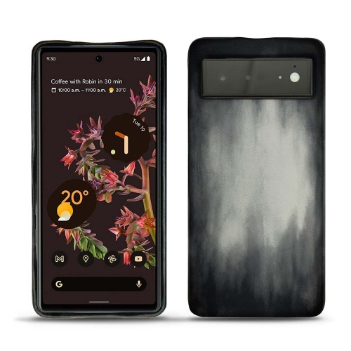 Google Pixel 6 용 가죽 뒷면 커버Gris Patine