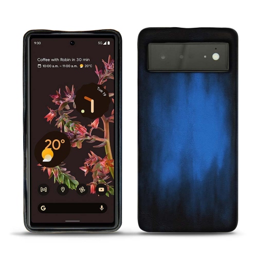 Coque arrière en cuir pour Google Pixel 6Bleu Patine