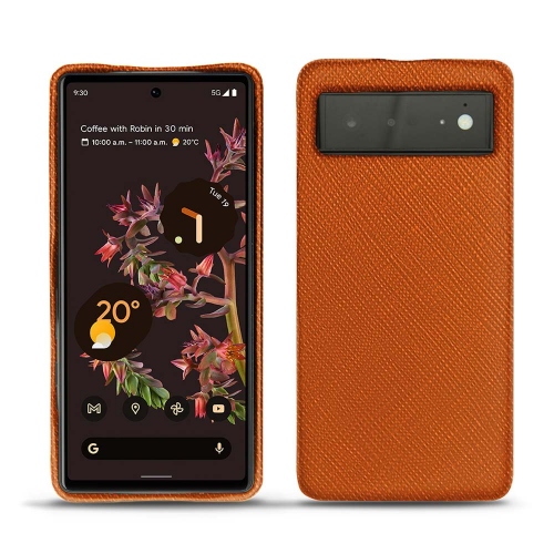 Leather back cover for Google Pixel 6Orange vibrant ( Pantone #e36b39 ) 