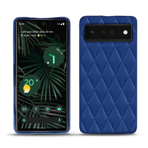 Des coques arrière cuir pour Google Pixel 6 ProBleu océan - Couture ( Nappa - Pantone #15458a) 