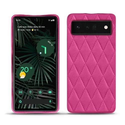 Google Pixel 6 Pro 용 가죽 뒷면 커버Rose BB - Couture ( Pantone #DB599F )