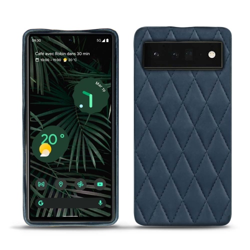 Coperture posteriori in pelle per Google Pixel 6 ProJean vintage - Couture ( Pantone #2f414f  ) 