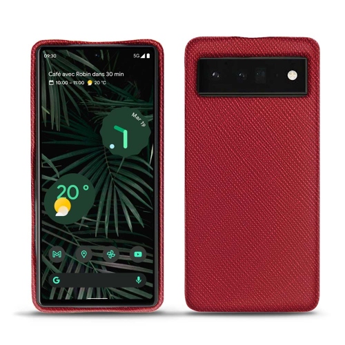 Coperture posteriori in pelle per Google Pixel 6 ProRouge passion ( Pantone #a6192e ) 