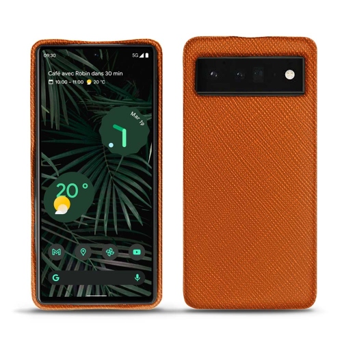 Coperture posteriori in pelle per Google Pixel 6 ProOrange vibrant ( Pantone #e36b39 ) 
