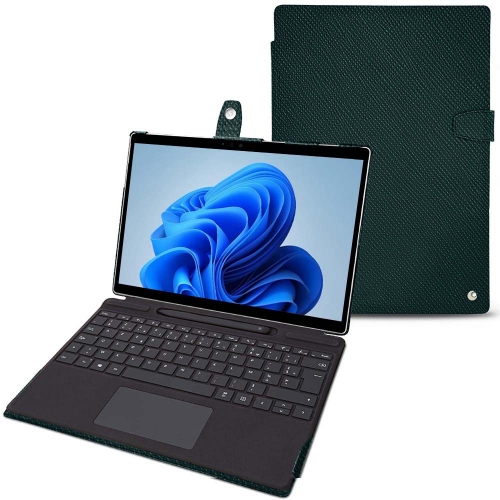 Premium Leather Case for Microsoft Surface Pro 8Vert séduisant ( Pantone #1d3c34 ) 