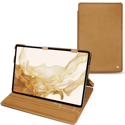  Samsung Galaxy Tab S8 용 가죽 커버 및 쉘Castan esparciate ( Pantone #824F2A )
