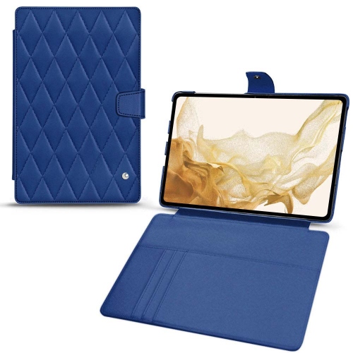 Estojo de couro para Galaxy Tab S8Bleu océan - Couture ( Nappa - Pantone #15458a) 