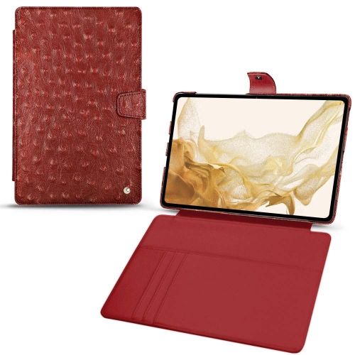 Funda de cuero para Galaxy Tab S8Autruche ciliegia ( Pantone #a4343a ) 
