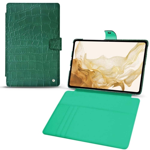 Ledertasche für Galaxy Tab S8Crocodile pino ( Pantone #173F35 ) 