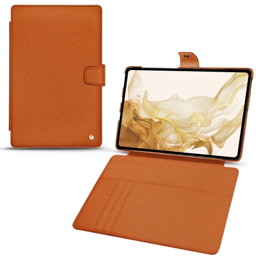Estojo de couro para Galaxy Tab S8Orange vibrant ( Pantone #e36b39 ) 