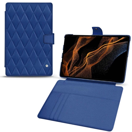 Leather case and cover for Samsung Galaxy Tab S8+Bleu océan - Couture ( Nappa - Pantone #15458a) 