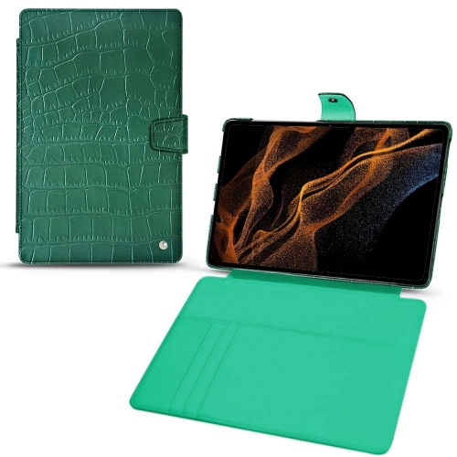 Ledertasche und Hülle für Samsung Galaxy Tab S8+Crocodile pino ( Pantone #173F35 ) 