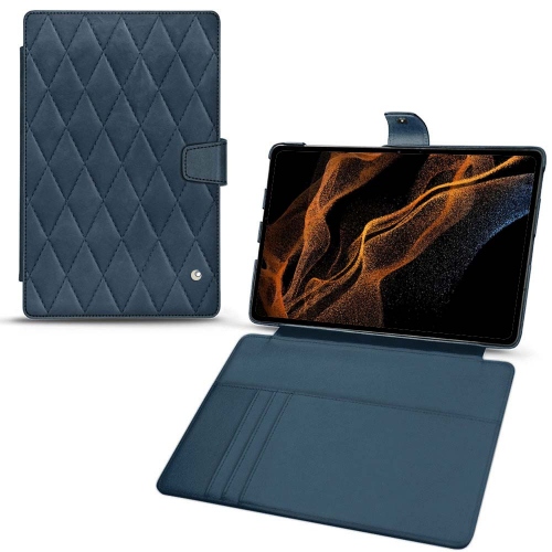 Estojo e capa de couro para Samsung Galaxy Tab S8+Jean vintage - Couture ( Pantone #2f414f  ) 