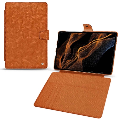Samsung Galaxy Tab S8+用レザーケース・カバーOrange vibrant ( Pantone #e36b39 ) 