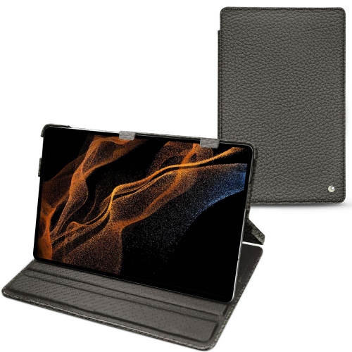 Galaxy Tab S8+ 横型フラップ付きレザーケース・カバーAnthracite ( Pantone #41403c ) 