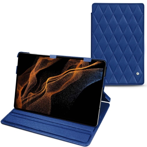 Galaxy Tab S8+ 横型フラップ付きレザーケース・カバーBleu océan - Couture ( Nappa - Pantone #15458a) 
