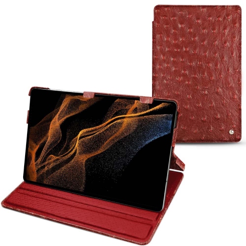 Custodia e cover in pelle Galaxy Tab S8+ con patta orizzontaleAutruche ciliegia ( Pantone #a4343a ) 