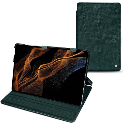 Galaxy Tab S8+ 横型フラップ付きレザーケース・カバーVert séduisant ( Pantone #1d3c34 ) 