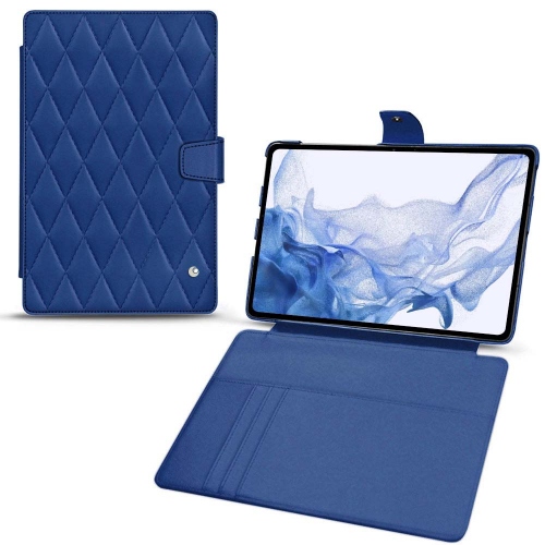 Luxury case for Galaxy Tab S8 UltraBleu océan - Couture ( Nappa - Pantone #15458a) 