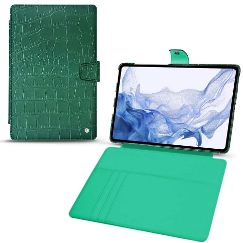 Galaxy Tab S8 Ultra用高級ケースCrocodile pino ( Pantone #173F35 ) 