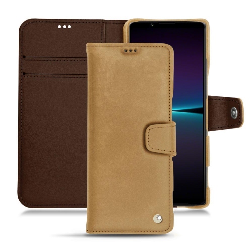 Housse en cuir personnalisable pour Sony Xperia 1 IVSable vintage ( Pantone #9b7340 ) 