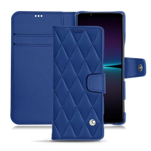 Housse en cuir personnalisable pour Sony Xperia 1 IVBleu océan - Couture ( Nappa - Pantone #15458a) 