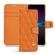 Housse cuir Sony Xperia 1 IV - Orange - Couture ( Nappa - Pantone #ff9351 ) 