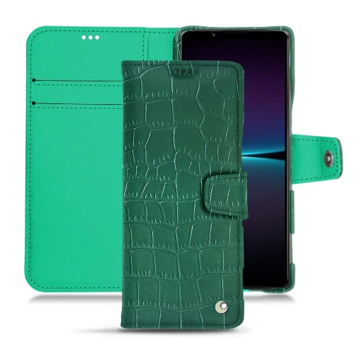 Personalisierbare Lederhülle für Sony Xperia 1 IVCrocodile pino ( Pantone #173F35 ) 