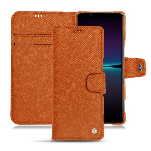 Sony Xperia 1 IV용 맞춤형 가죽 케이스Orange vibrant ( Pantone #e36b39 ) 