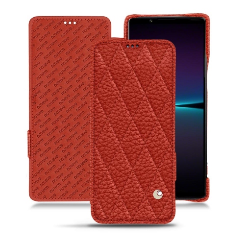 Mala de couro de alta qualidade para Sony Xperia 1 IVPapaye - Couture ( Pantone #b54317 ) 