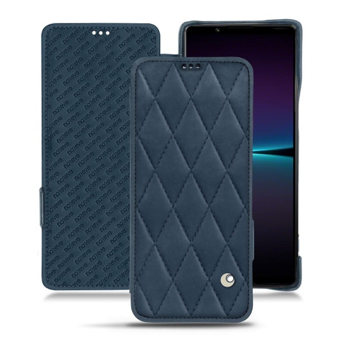 ソニーXperia 1 IV用高品質レザーケースJean vintage - Couture ( Pantone #2f414f  ) 